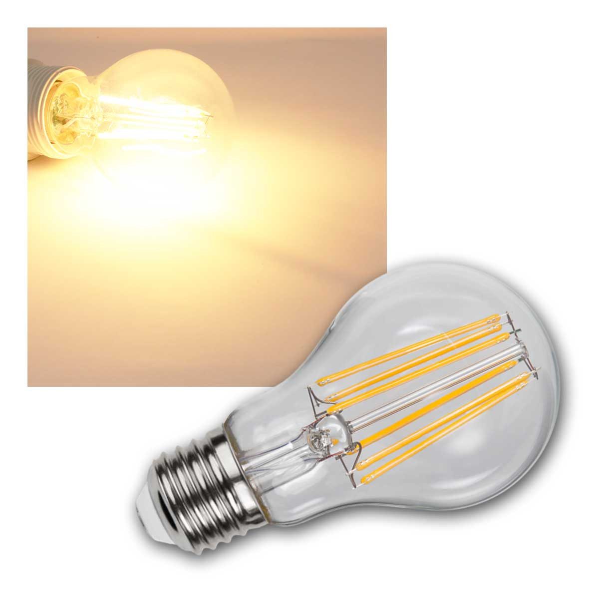 STAR TRADING LED-Leuchtmittel E27 Birne Dämmerungss. ww 1050lm 8W Filament-LED, warmweiß