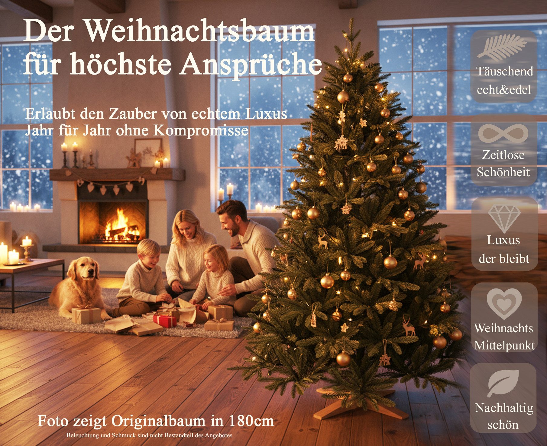 Cox Swain Künstlicher Weihnachtsbaum Realistische Optik, pflegeleichter Tannenbaum PE-PVC Nadelkleid, 150/180/210/240 cm auswählbar, Naturgetreue Optik, wiederverwendbar, einfache Montage
