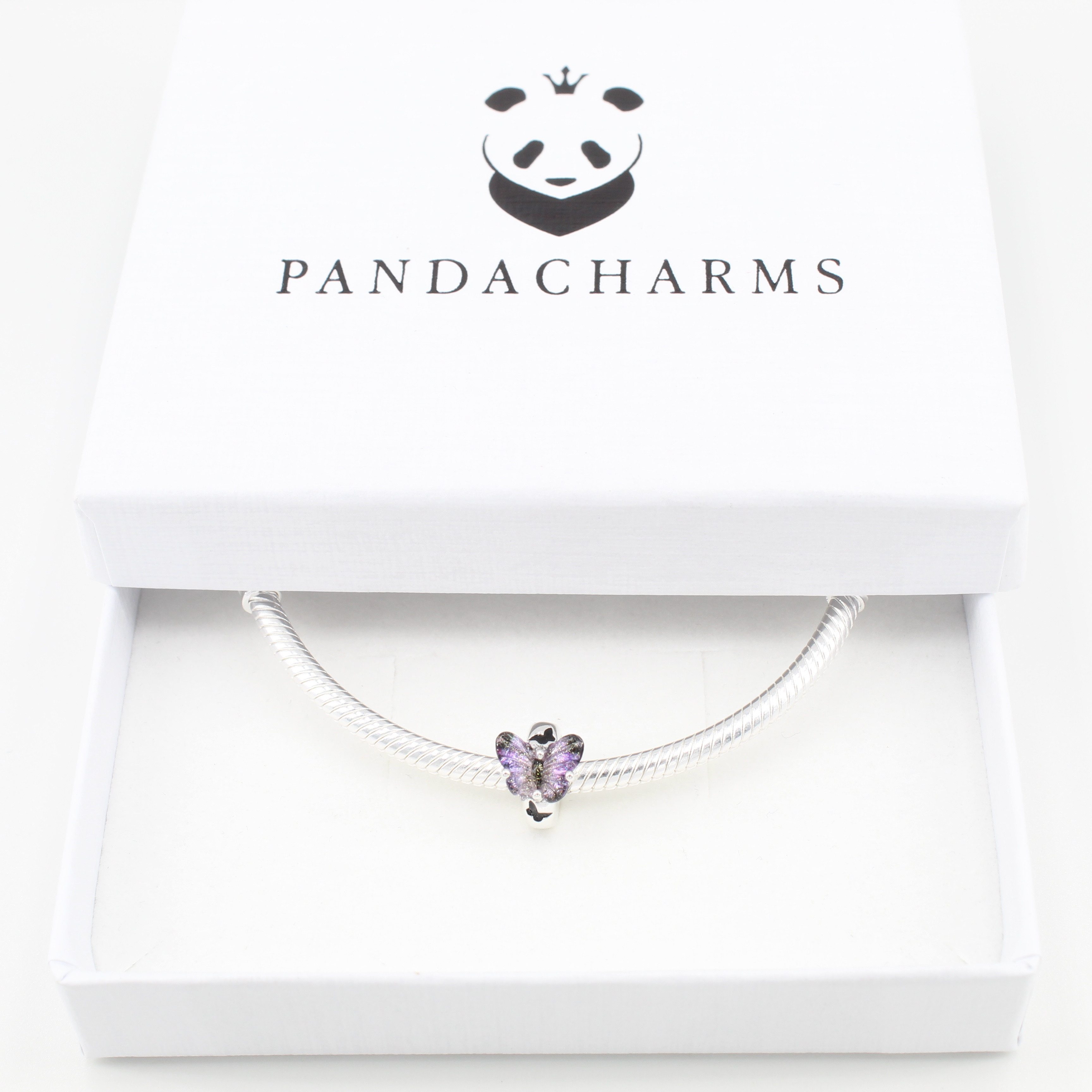PANDACHARMS Bead Pinker Schmetterling Zwischenelement Stopper Charm, 925er Silber