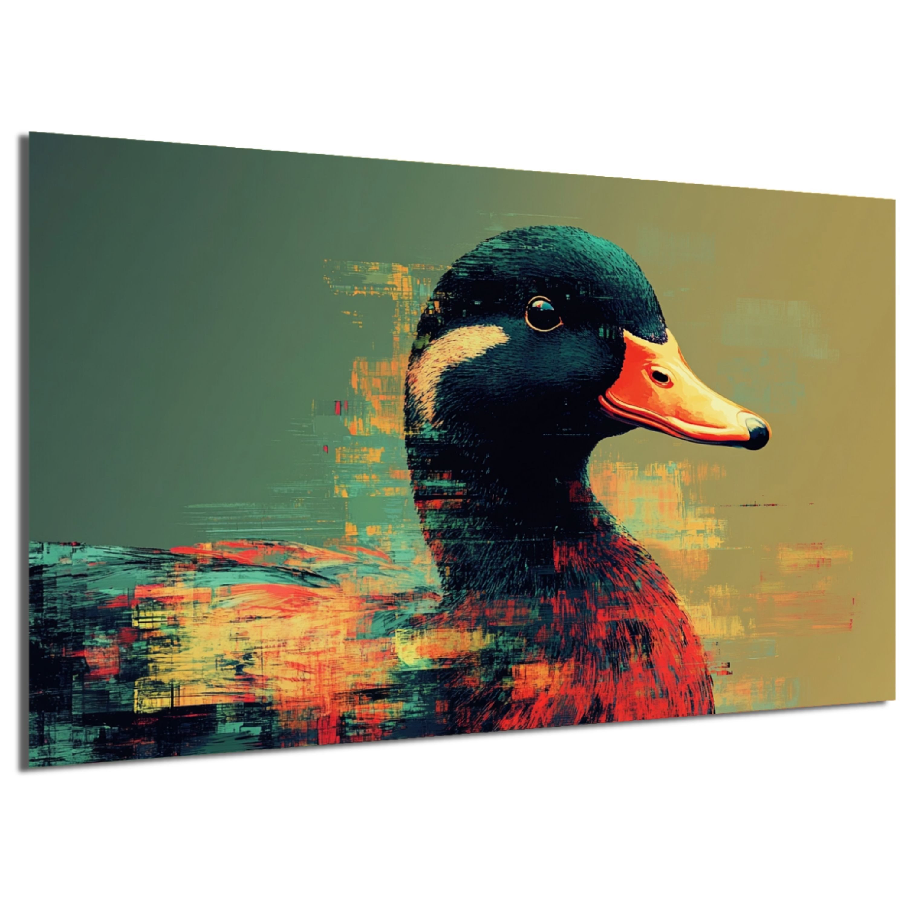 DARO Design Leinwandbild Modern Abstrakt Wandbilder XXL Wandbild Wand Deko Leinwand Bilder, (Ente Warhol Glitch - Bild groß Wohnzimmer Schlafzimmer Küche Esszimmer Einteilig Querformat Fotodruck Leinwände Wanddeko Abstrakte Kunst Boho), 30x20cm