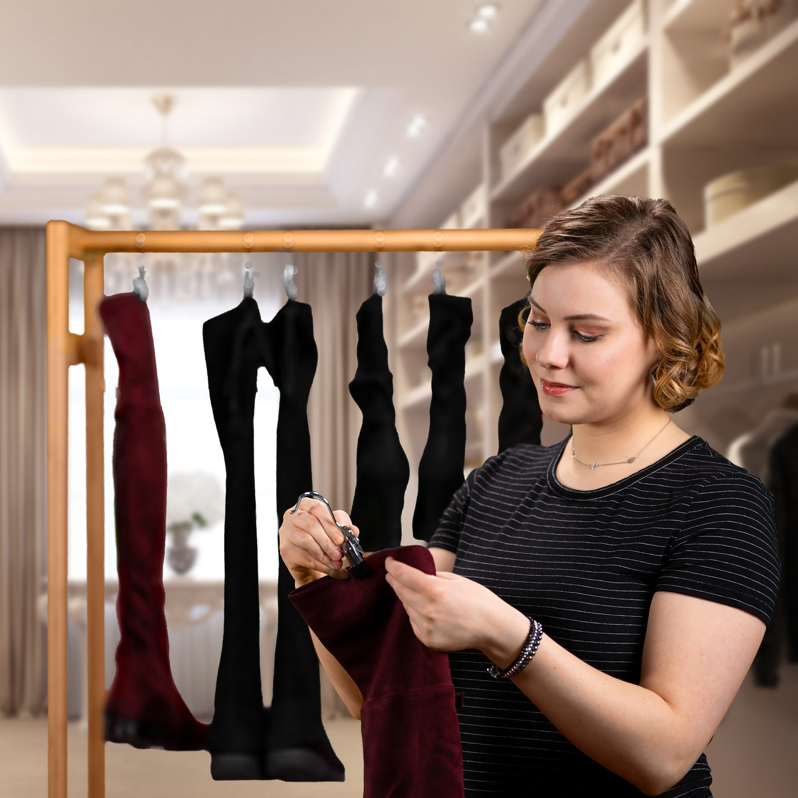 relaxdays Kleiderbügel 100 x Stiefelklammern drehbar günstig online kaufen