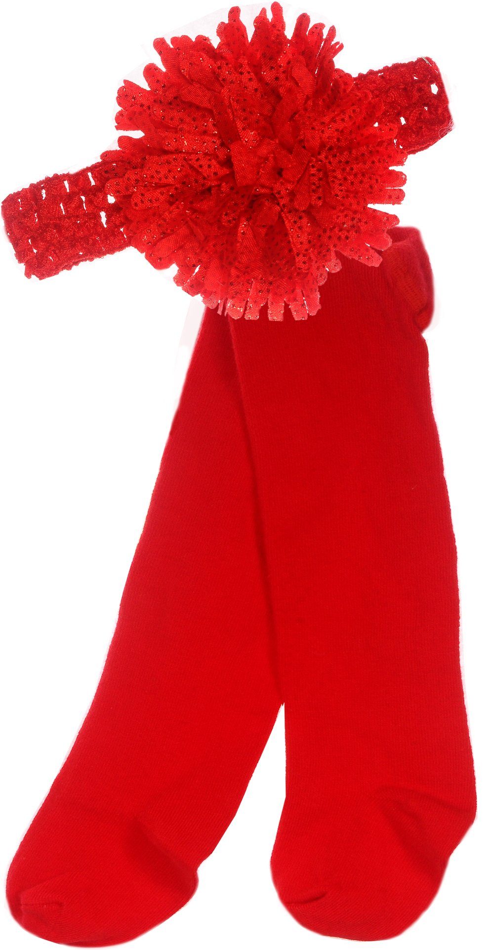 La Bortini Strumpfhose Strumpfhose und Stirnband Set für Babys in Rot festlich, weihnachtlich, 56 62 68 74 80 86 92 98 104 110 116