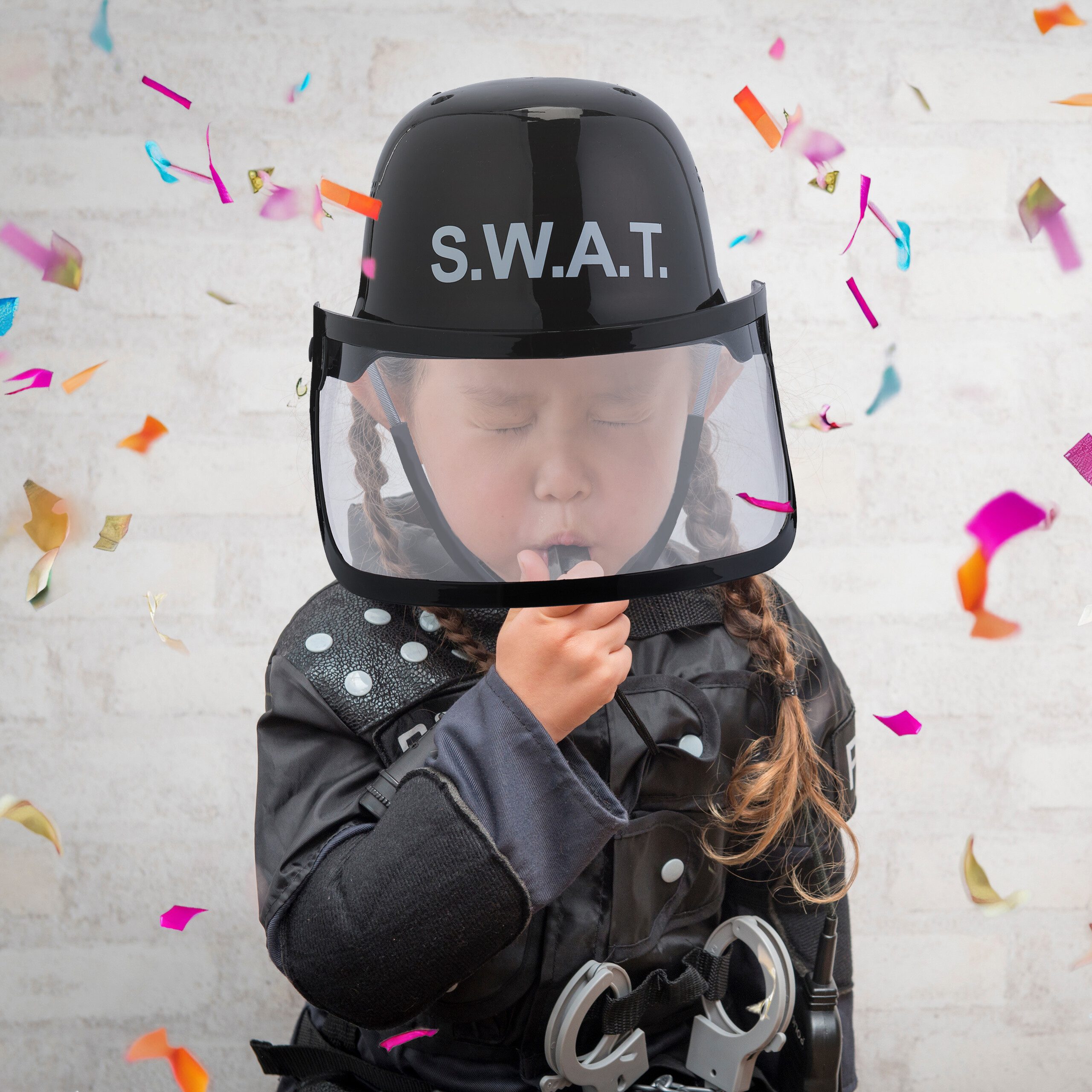 relaxdays Polizei-Kostüm SWAT Helm für Kinder
