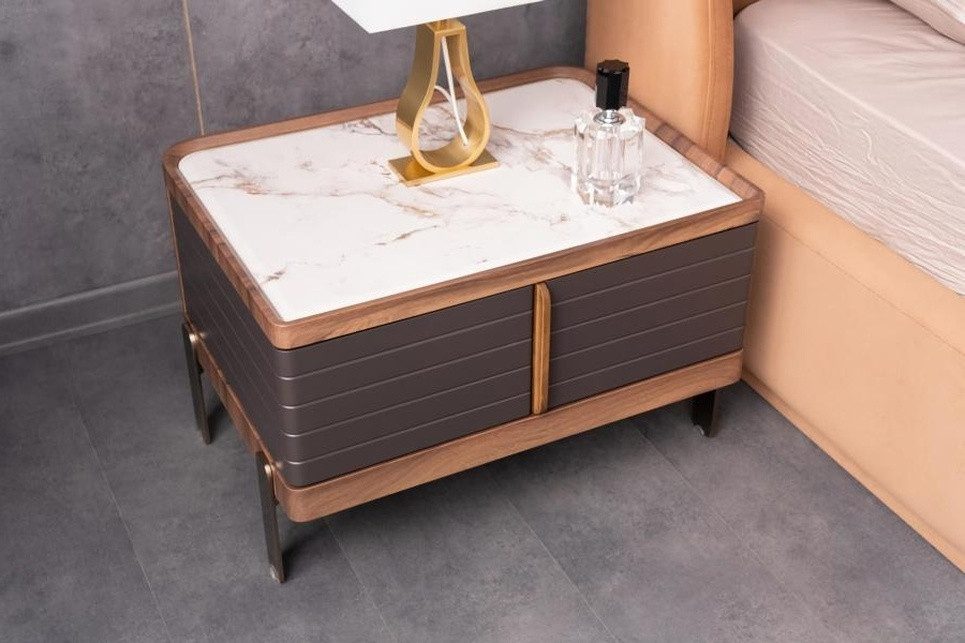 Xlmoebel Nachttisch Edelstahl Accessoires in den Farben Weiß und Grau (Nachttisch), Hergestellt in Europa