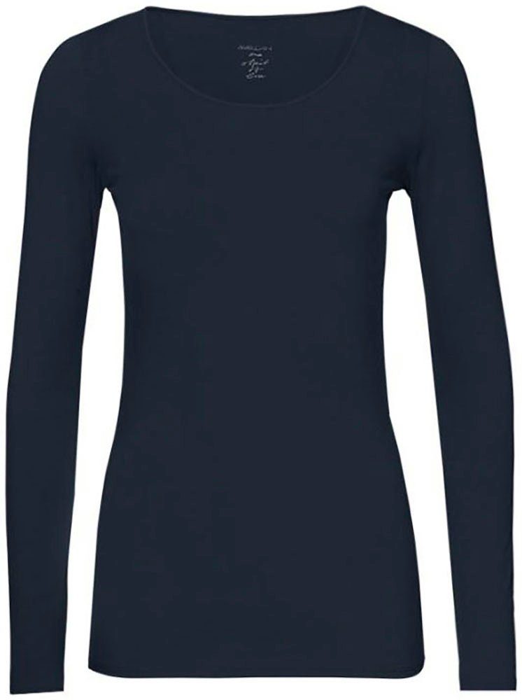 elastisch Zartes "Collection Langarmshirt Marc Cain Premium Essential" Longsleeve, Damenmode blue midnight