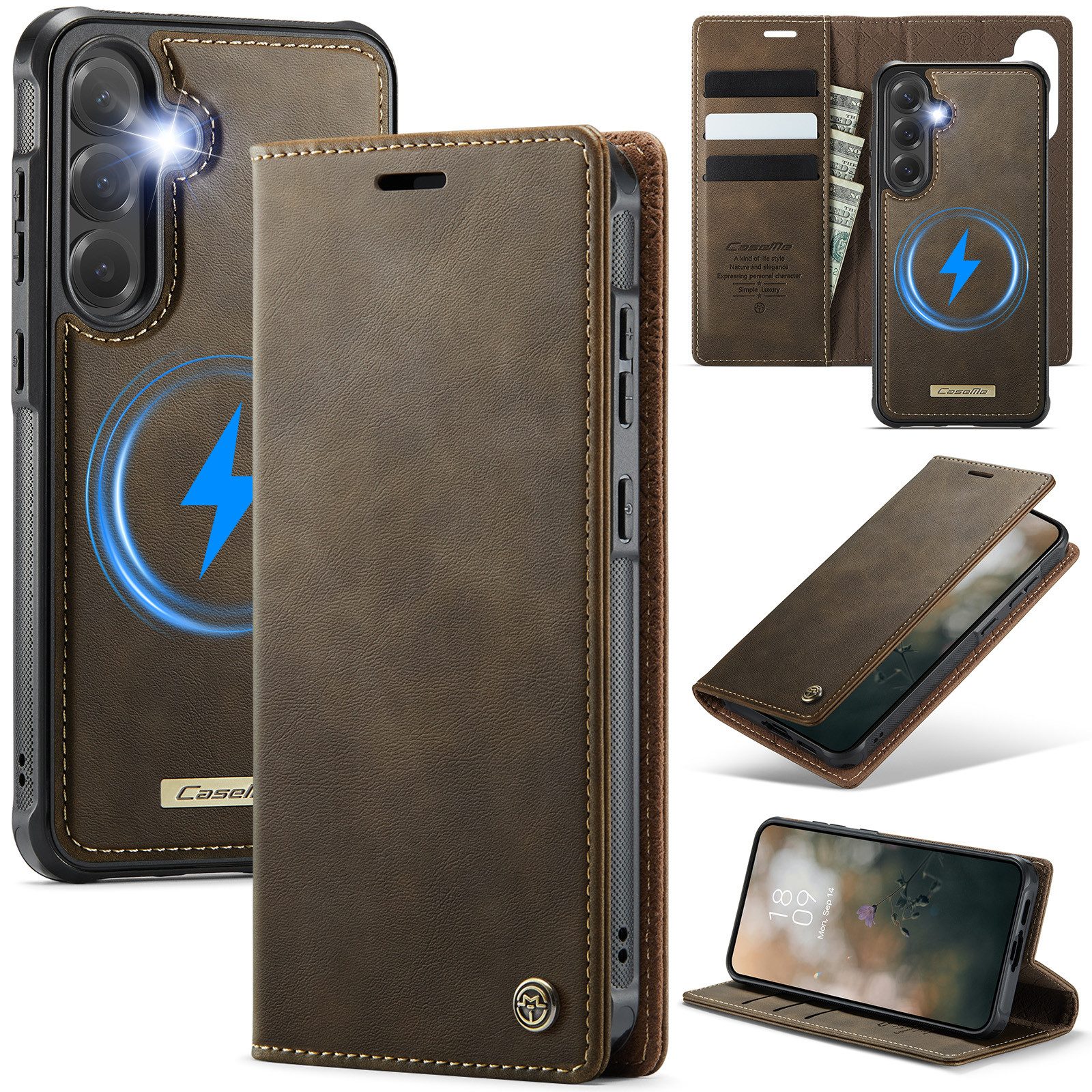Handyhülle Premium 2in1 Klapphülle für Samsung mit abnehmbarem Case Retro Tasche