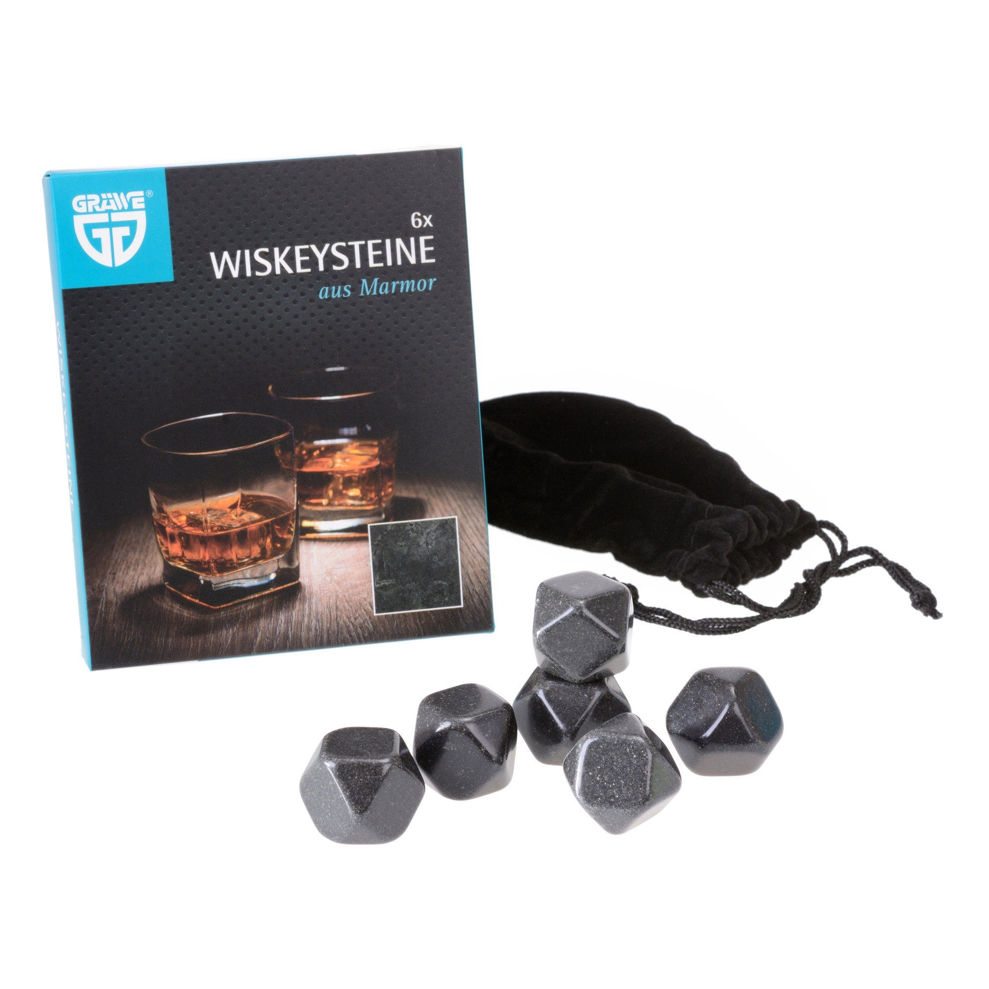 Eiswürfel-Steine GRÄWE Whiskeysteine aus Marmor 6 Stück