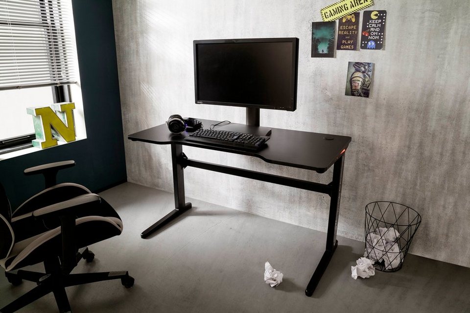 MCA furniture Gamingtisch Gaming Tisch, Tischplatte in Carbon Look