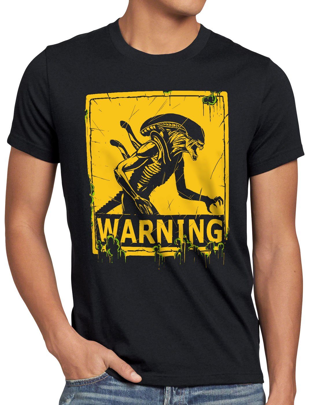 style3 T-Shirt Alien Warning xenomorph ridley scott predator film alien günstig online kaufen