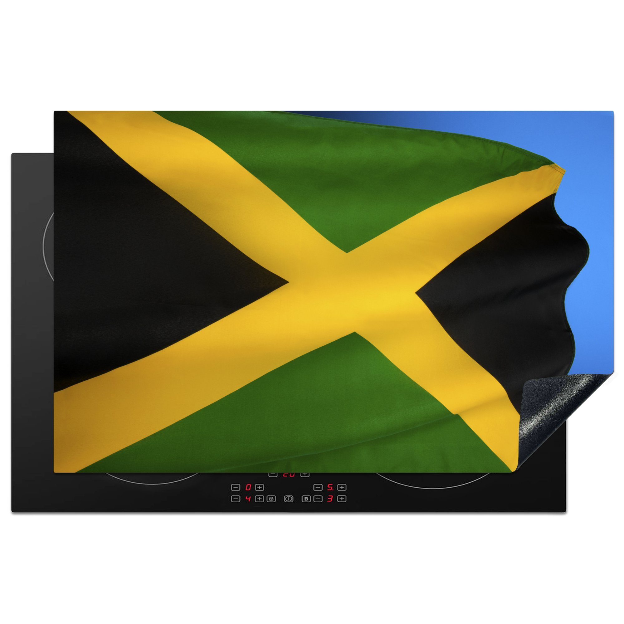 MuchoWow Herdblende-/Abdeckplatte Die Nationalflagge von Jamaika, Vinyl, (1 tlg), 81x52 cm, Induktionskochfeld Schutz für die küche, Ceranfeldabdeckung