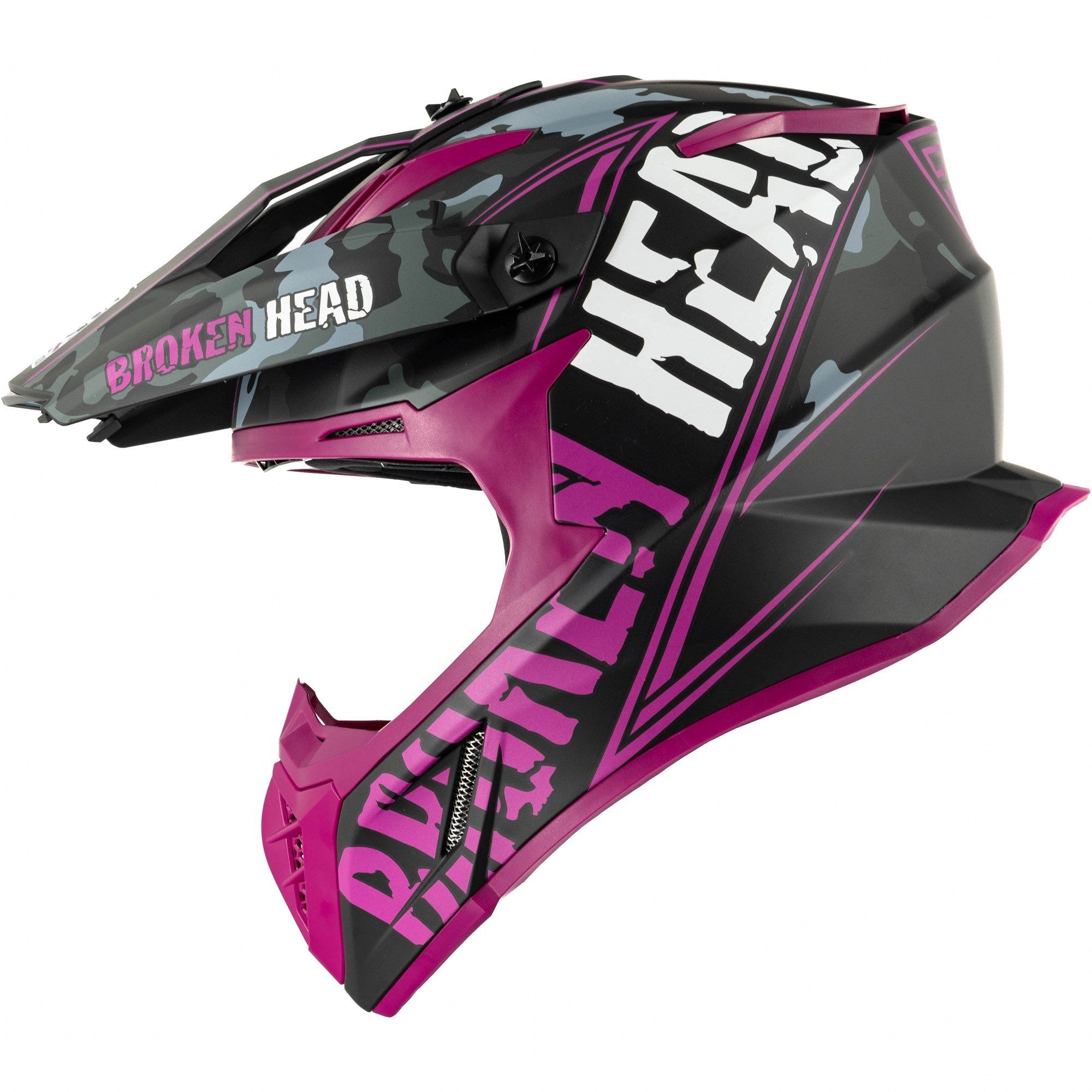 Motocrosshelm Squadron Rebelution Camouflage-Grau-Pink