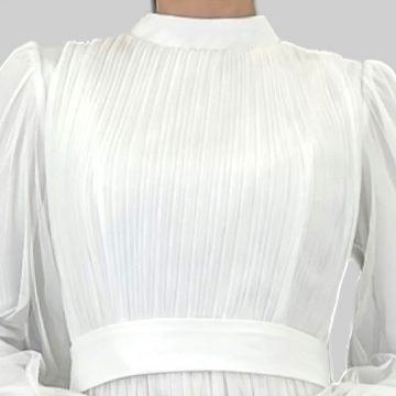 fashionshowcase Brautkleid Maxikleid Abaya-Stil - Vielseitiges Modest Brautkleid Ekru-Weiß Hijab Fashion