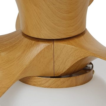 ZMH Deckenventilator Beleuchtung Modern Fan Leise Fernbedienung Timer Ventilator, Holzfarbe