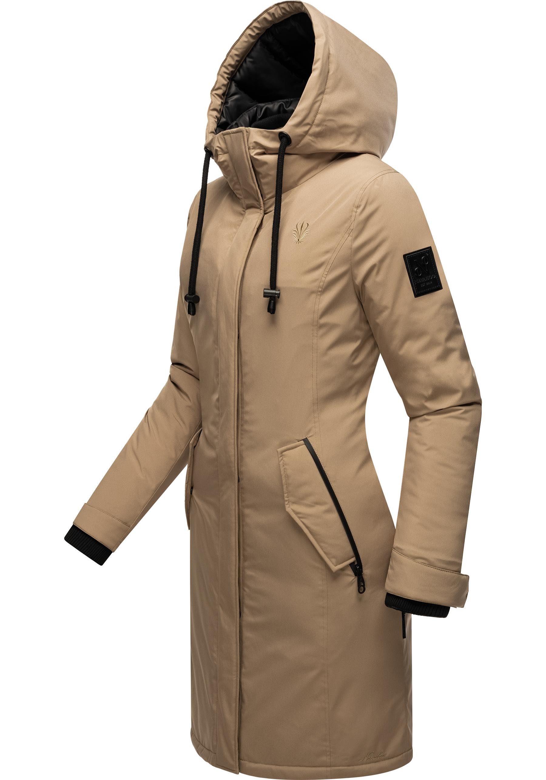 mit Wintermantel Kapuze Navahoo Letiziaa taupe Winterparka sportlicher gefütterter