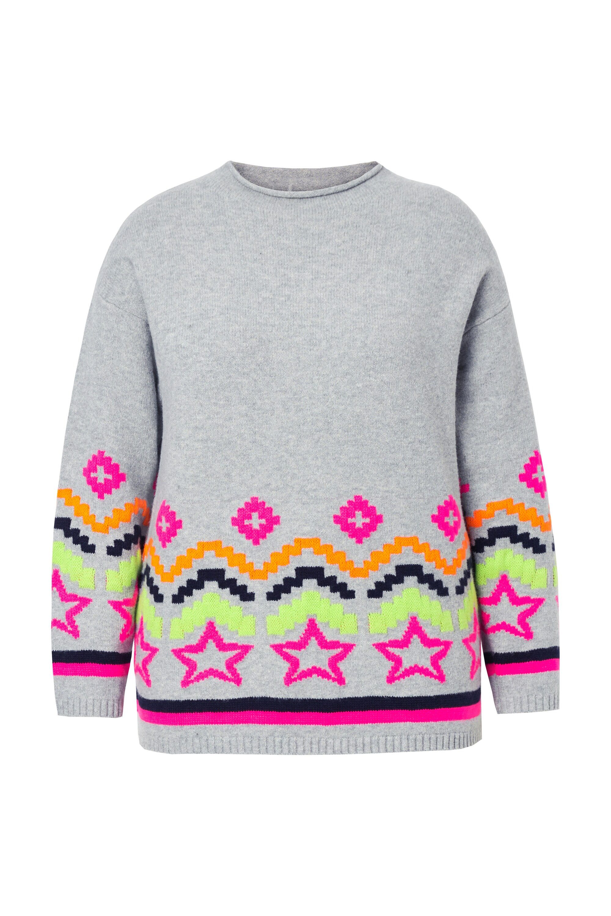 Laurasøn Strickpullover Jacquard Pullover Turtleneck Langarm
