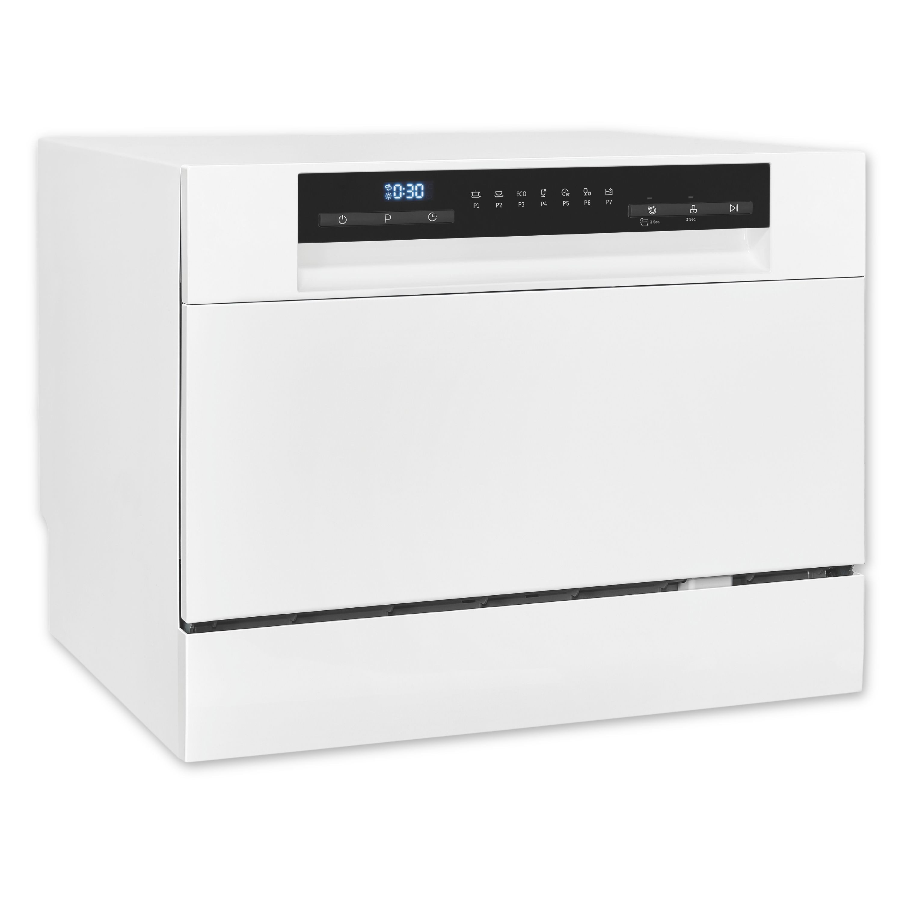 exquisit Tischgeschirrspüler GSP5206-030D, 6.5 l, 6 Maßgedecke, 6 Maßgedecke, 6,5 Liter, Auto-Door-Open, Startzeitvorwahl, LED-Display