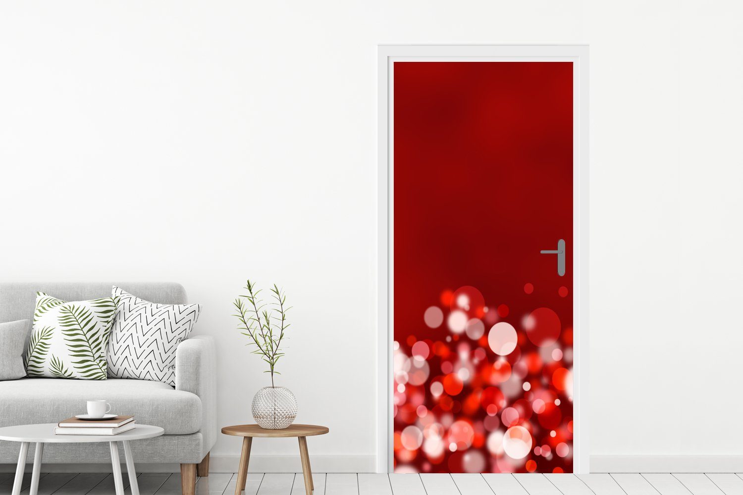 abstrakt bedruckt, - cm Licht, 75x205 St), Tür, für Design - Matt, MuchoWow - Fototapete (1 Türaufkleber, Türtapete Rot
