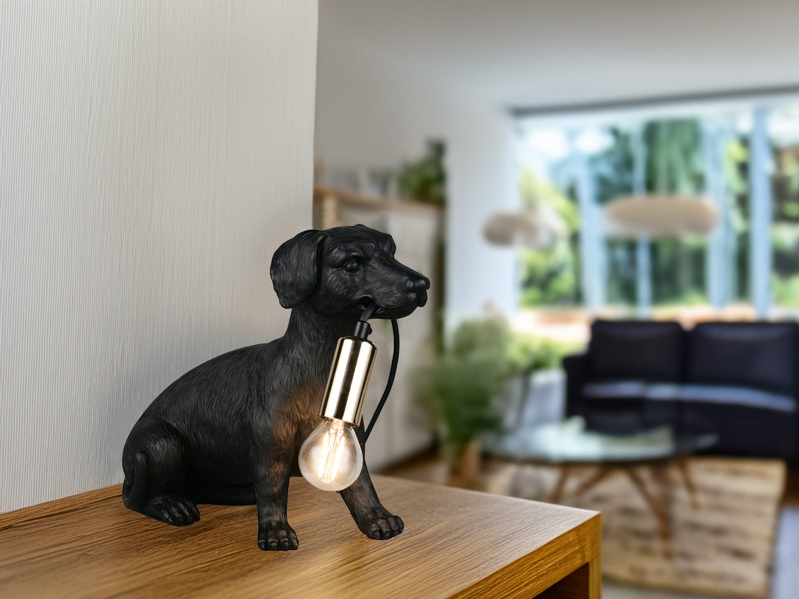 Reality Leuchten LED Tischleuchte aus Kunststoff Hundelampe, Höhe 23,5cm, dimmbar, LED wechselbar, warmweiß, besondere Nacht-tischlampe ausgefallene Tierlampe D – Bild 5 von 5