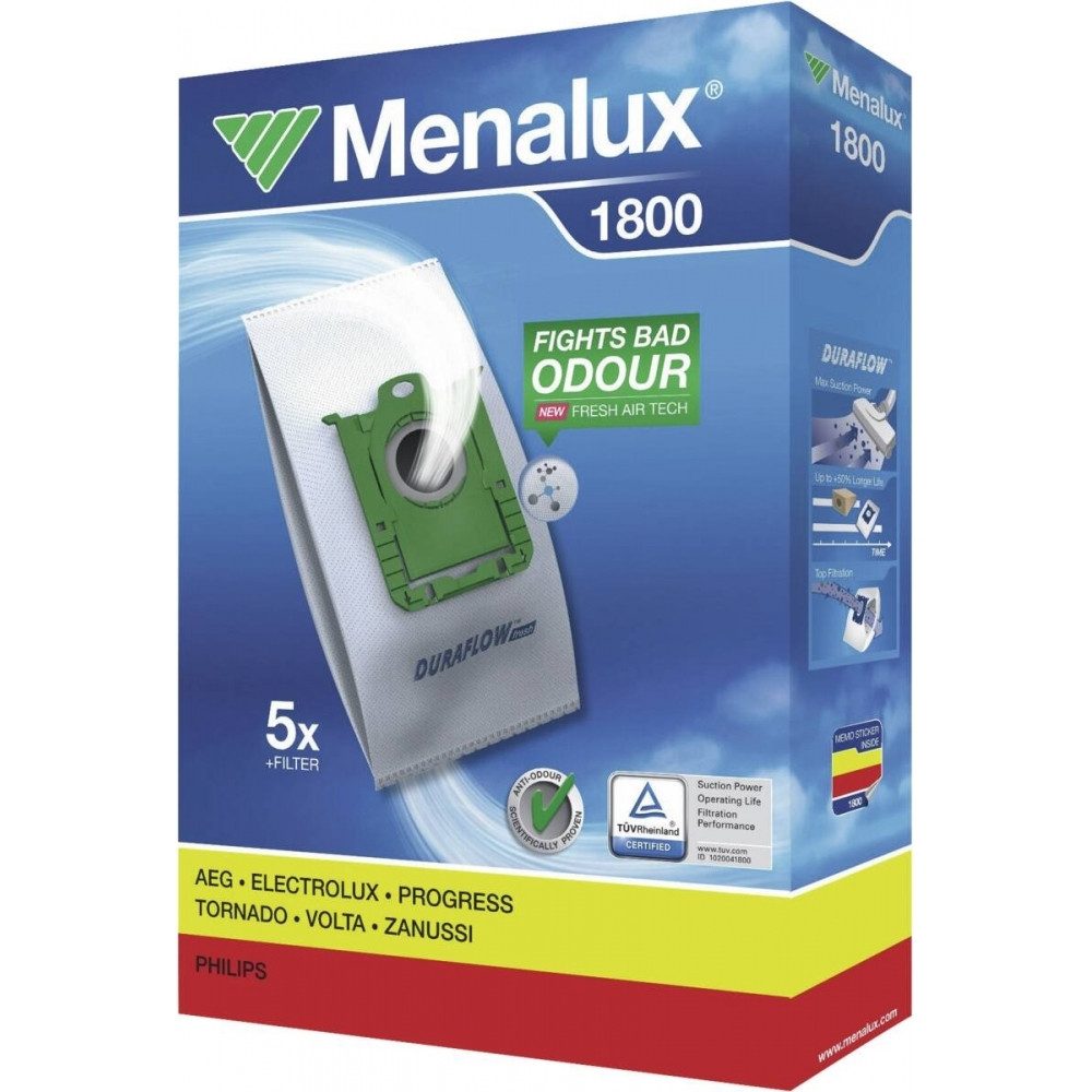 Menalux Staubsaugerbeutel Menalux 1800 Staubsaugerbeutel für Staubsauger., passend für AEG, Hoover ..., Hochwertiges Vliesmaterial