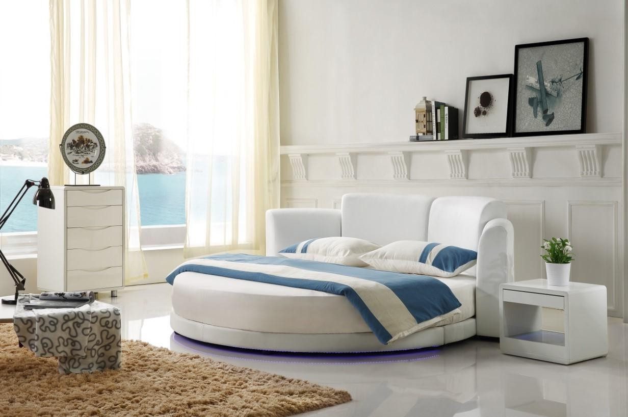 Xlmoebel Rundbett Designer Bett 200x200 Ehebett Doppelbett mit LED Beleuchtung (Ehebett, 1-tlg., Rundbett 200x200), Made in Europa