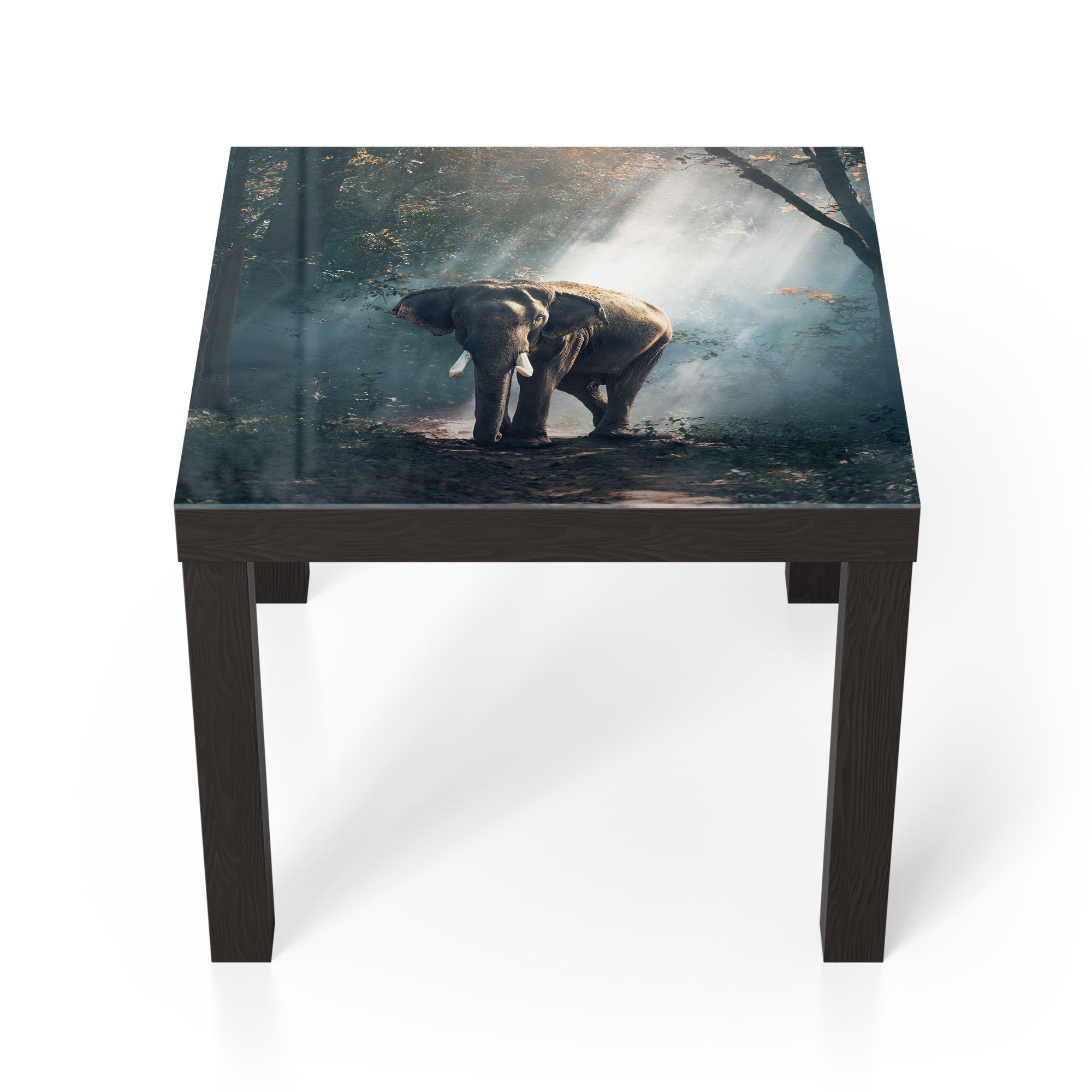 DEQORI Couchtisch 'Elefant im Wald', Glas Beistelltisch Glastisch modern Schwarz