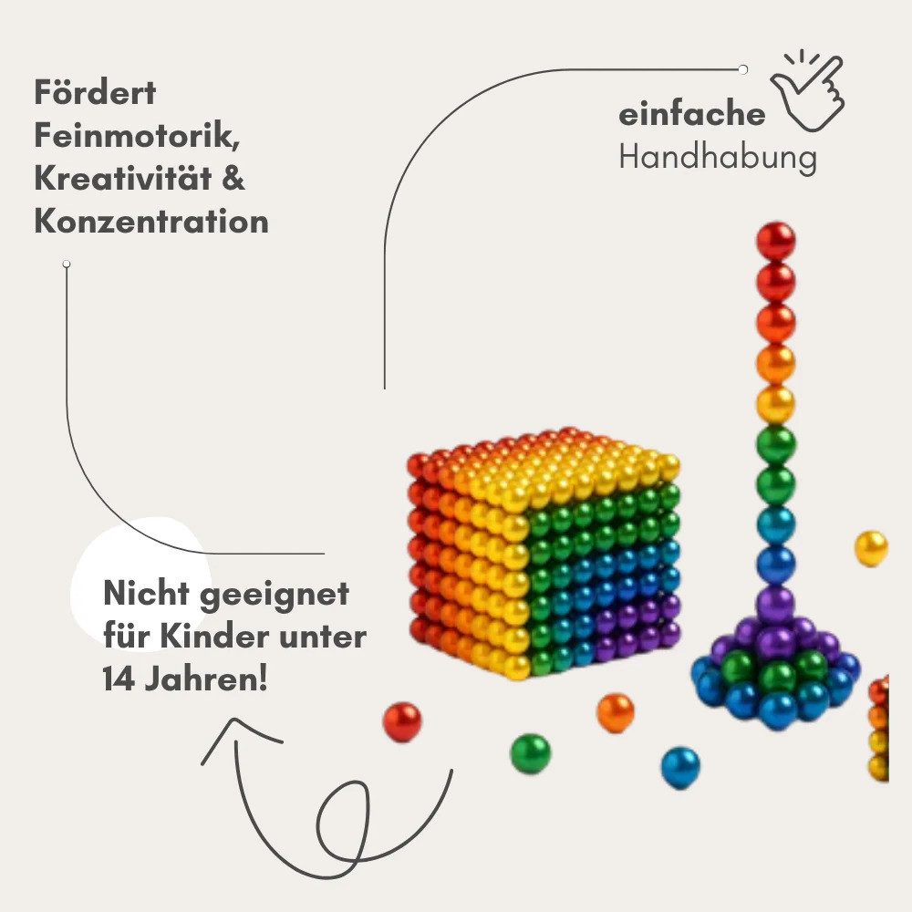 MaajeeKuto Magnet Magnet 216 Stk 5mm Magnetkugeln Magnetische Kugeln Blöcke Bunt (1-St)