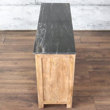 baario Sideboard Sideboard SPLIT Marmor, Anrichte massiv Mangoholz mit Marmorplatte Kommode