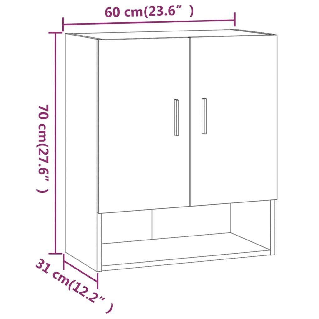 60x31x70 vidaXL Wandschrank Holzwerkstoff Betongrau (1-St) cm Fächerschrank