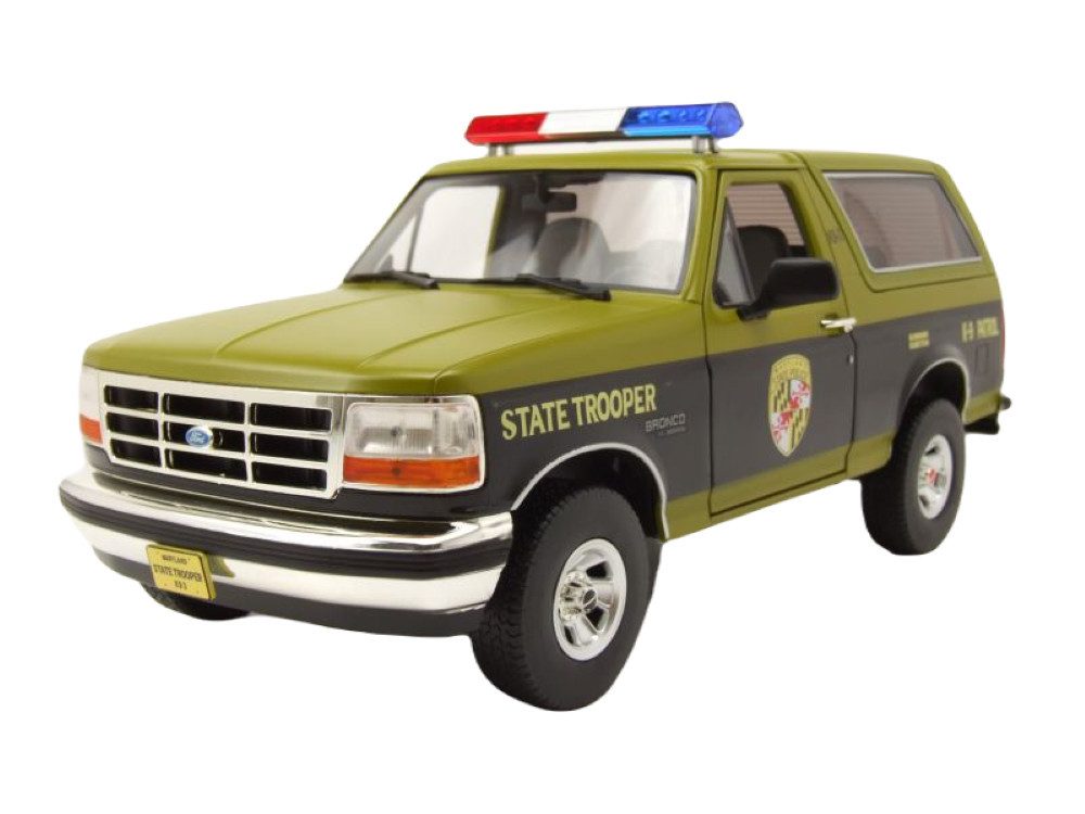 Modellauto Ford Bronco Maryland State Police K-9 Patrol 1996 grün schwarz