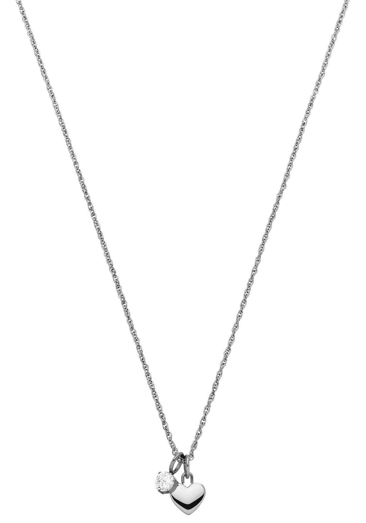 Purelei Kette mit Anhänger Ювелирные изделия Geschenk Anhänger Herz und Solitär, 2149-Necklace-Brave, mit Zirkonia (synth)