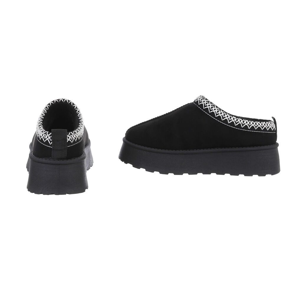 Ital-Design Die bequemen Plateau-Slipper Hausschuh (87475117) Flach Stiefeletten in Schwarz