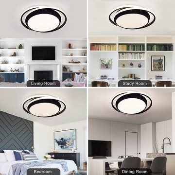 JDONG LED Deckenleuchte Kompatibel mit Alexa Google Home 36W 40CM, LED fest integriert, Tageslichtweiß, Kaltweiß, Warmweiß, Neutralweiß, Schwarz Runde Deckenlampe Dimmbar mit Fernbedienung