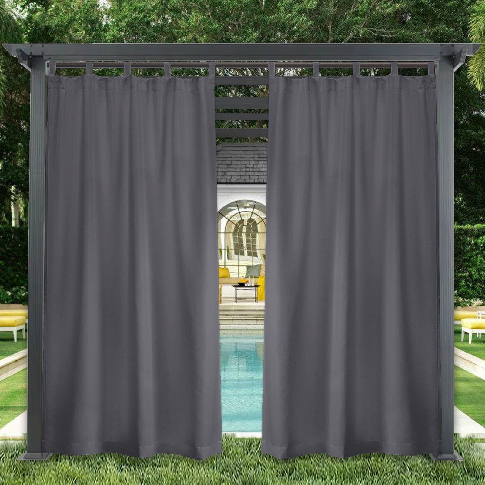 BTTO V&G Gardine Outdoorgardine Blackout Vorhang Wasserdicht (4 St), Lichtschutz, Balkon Vorhang mit Magic Tape