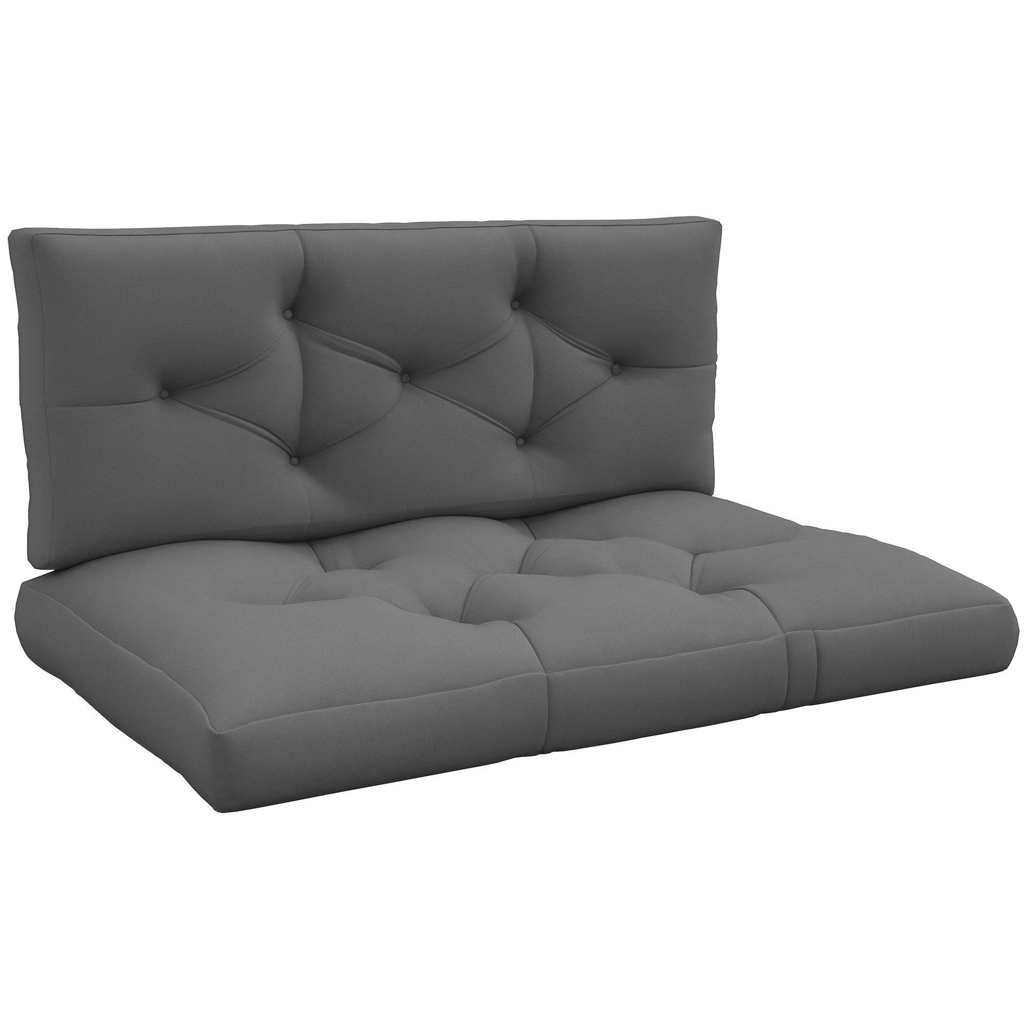 Outsunny Sitzkissen 2 Sitzer Palettenkissen Bankauflage mit UV-Schutz wasserabweisend, für Palettensofa, Balkon, Polyester, Dunkelgrau