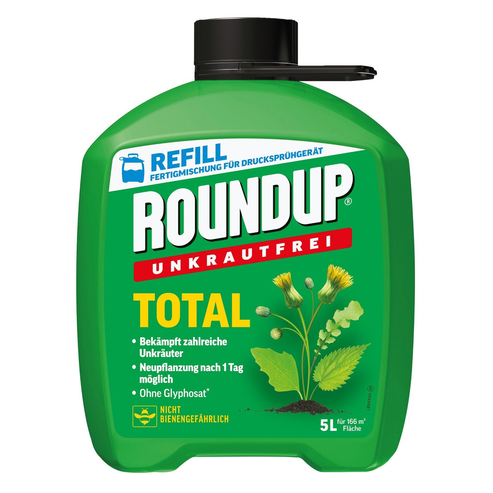 ROUNDUP Unkrautbekämpfungsmittel Unkrautfrei Total Nachfüllkanister - 5 Liter, 5000 ml