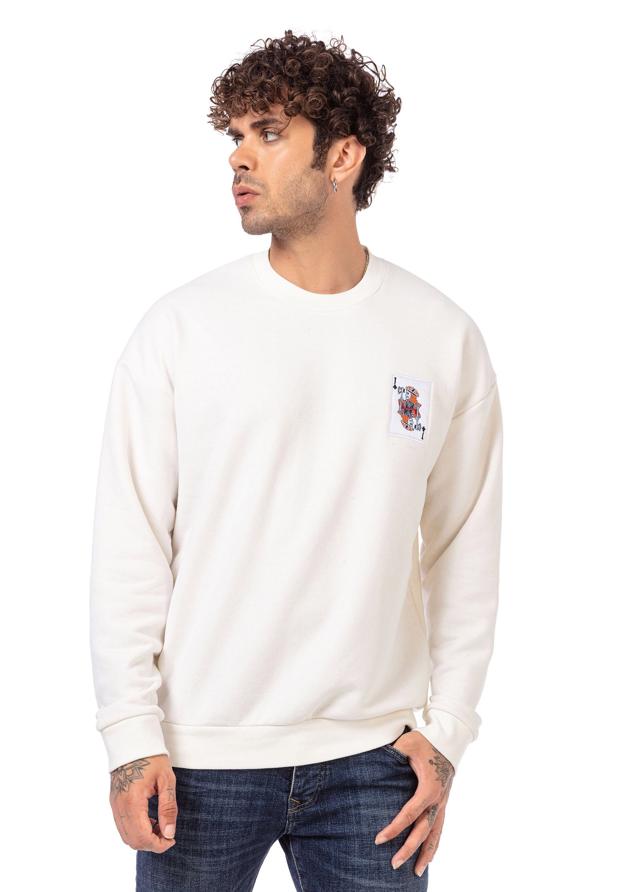 Sweatshirt trendigem mit RedBridge Eastleigh ecru Rückenprint