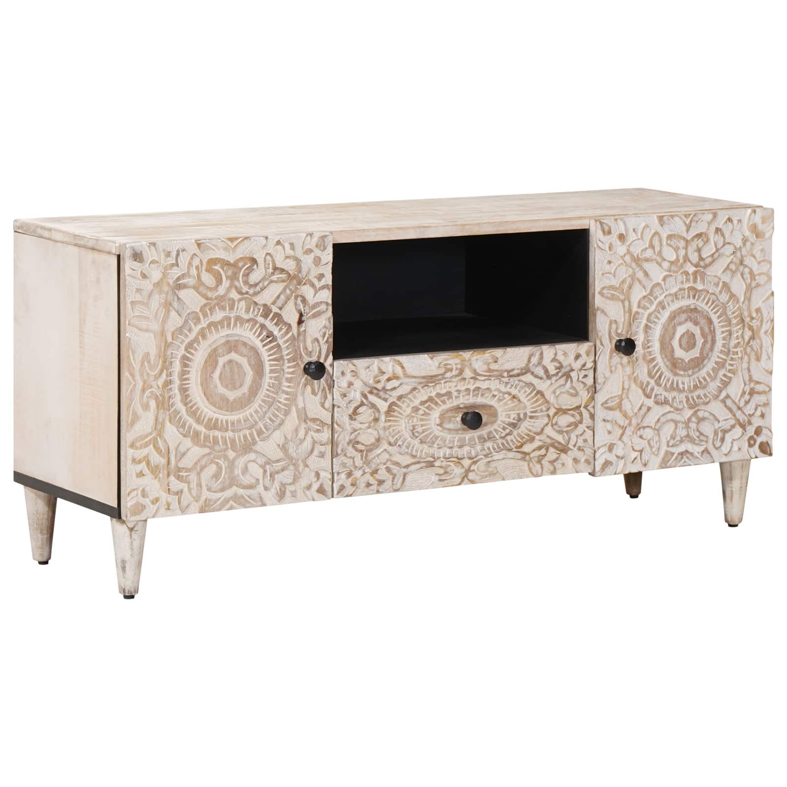vidaXL TV-Schrank TV-Schränk Weiß 105 x 33,5 x 46 cm Massivholz (1-St)