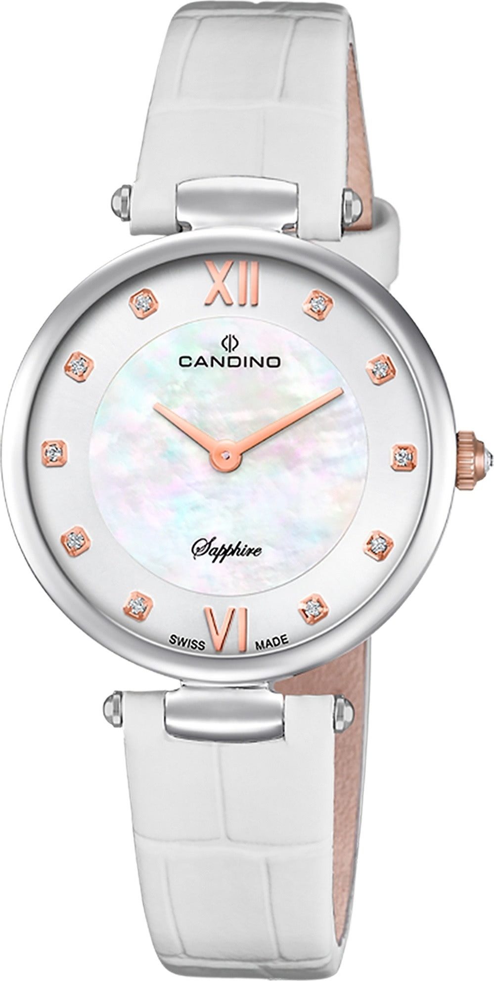 Quarzuhr Candino Damenuhr Leder weiß Candino