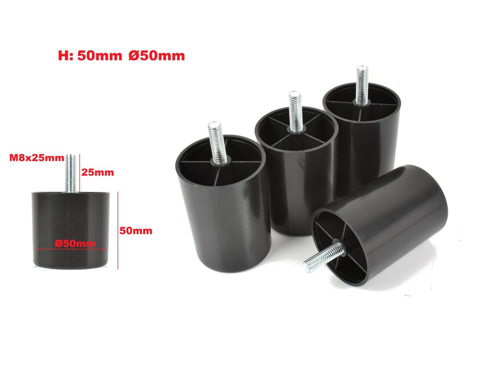 Prima-Online Möbelfuß 4x Möbelfüße aus Kunststoff Möbelbeine Möbelgleiterfuß Schrank Beine