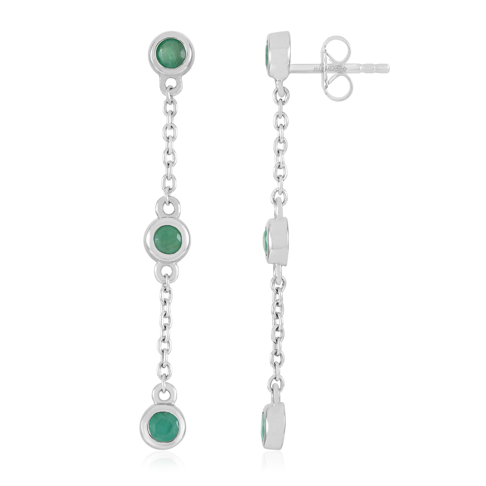 Cavill Ohrring-Set Socoto-Smaragd Ohrringe, rhodiniertes 925 Silber, 0,51 ct, grün (2-tlg)