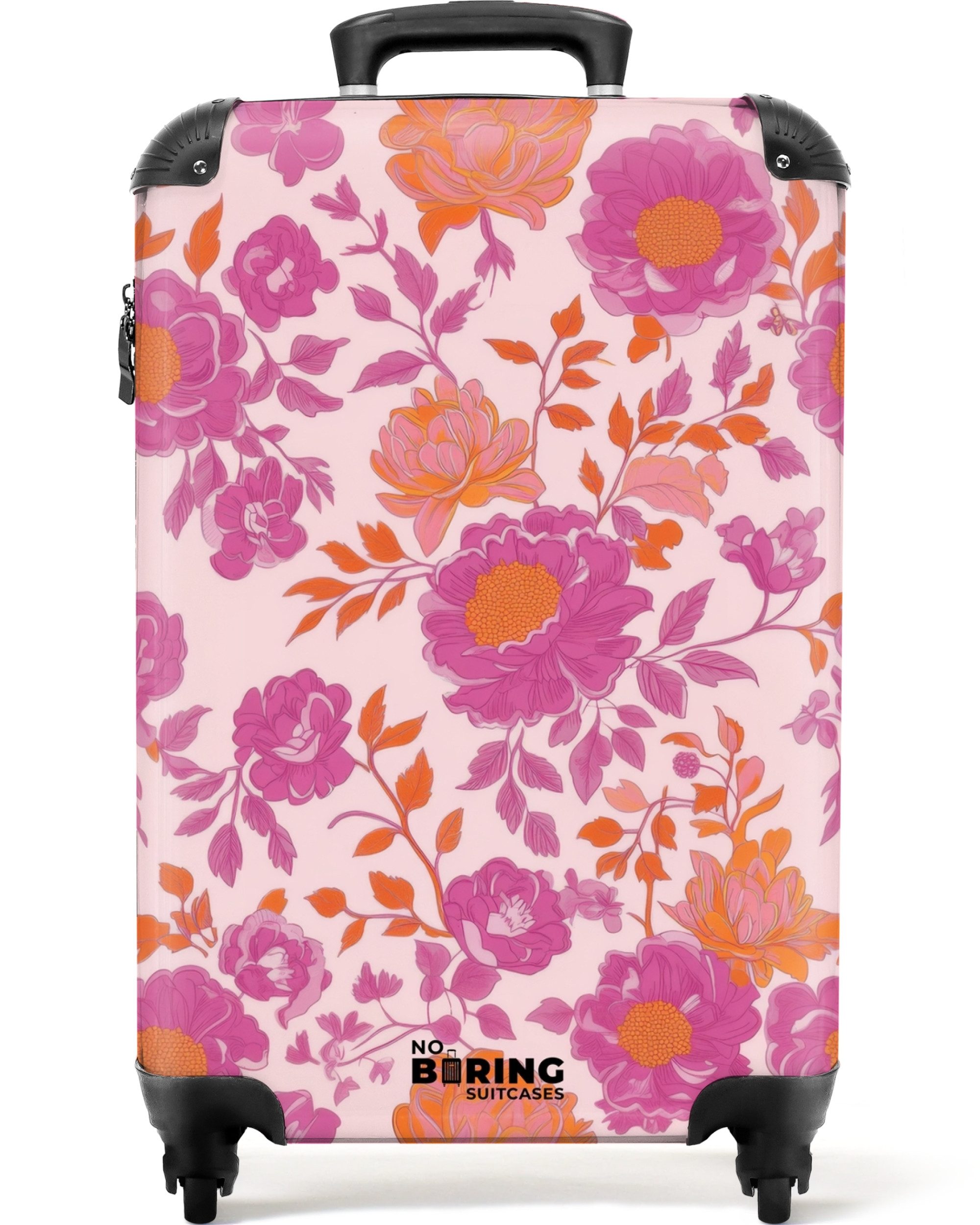 NoBoringSuitcases.com© Hartschalen-Trolley Lila Blumen mit rosa günstig online kaufen
