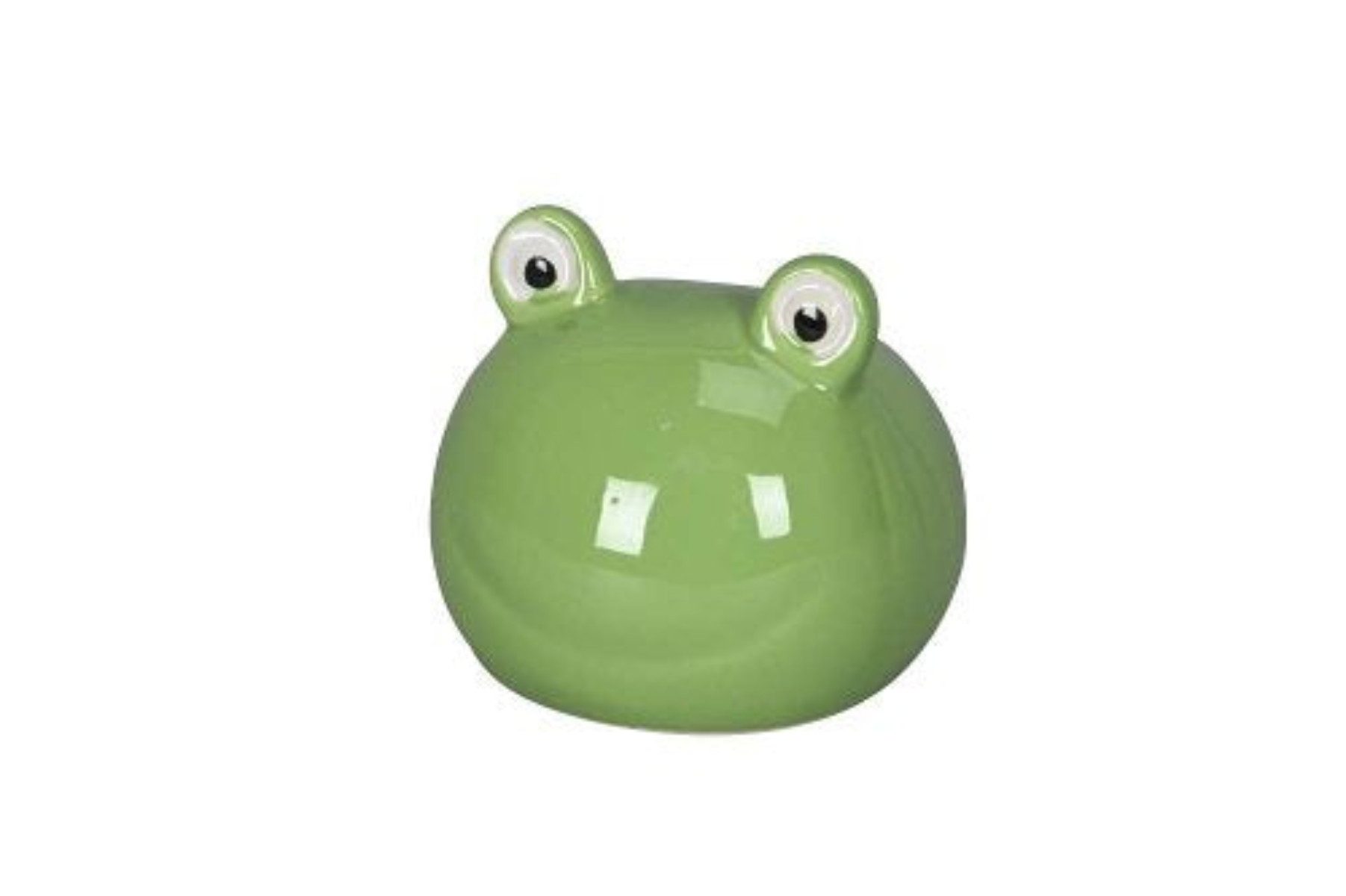 finehomegarden Teichfigur Schwimmfrosch Porzellan grün Teichdeko Schwimmfrosch Miniteich, (1-St), Wasserschale und Gartenteich 14x12cm H10cm Garten Terrasse und Balkon