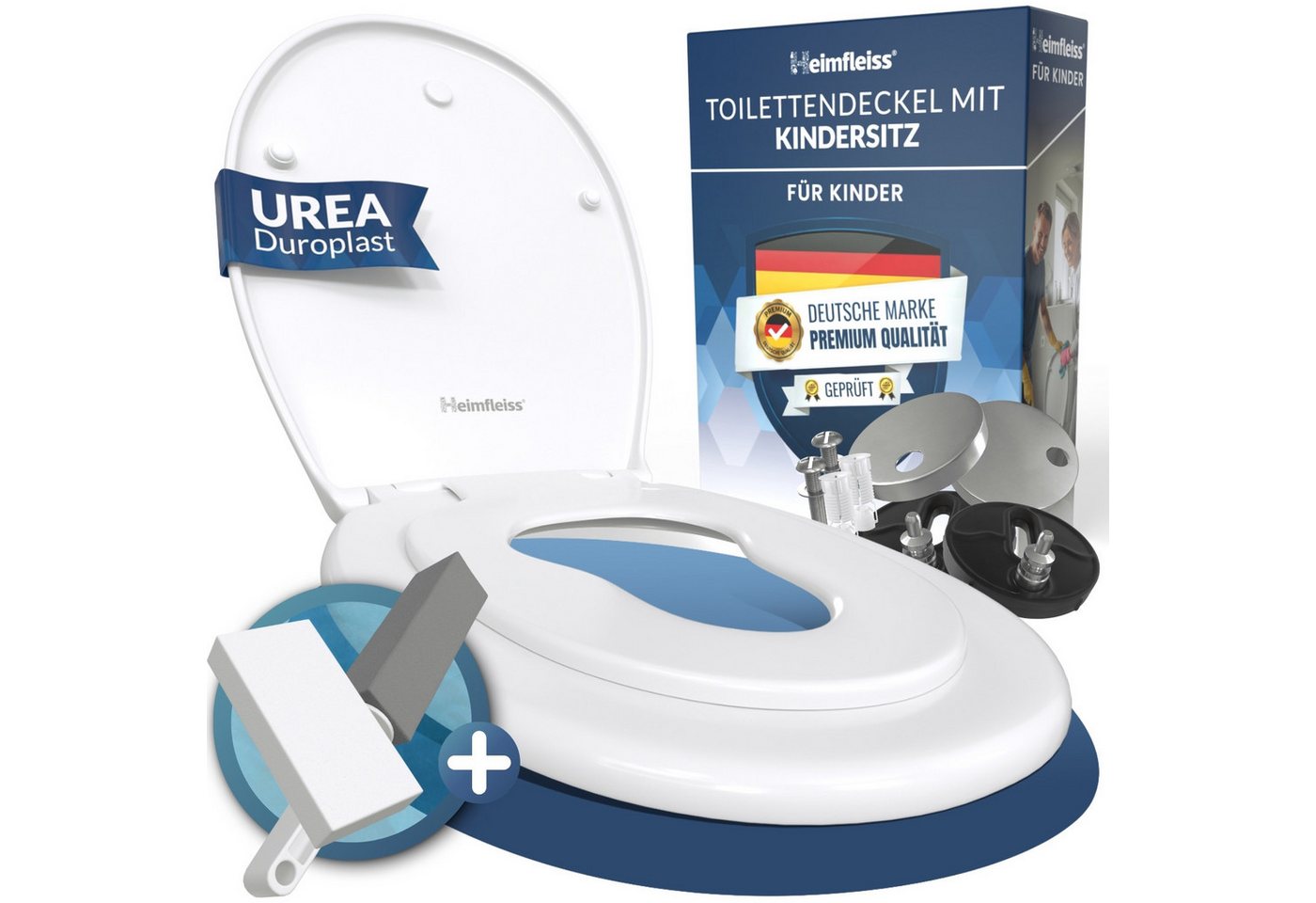 Heimfleiss® WC-Sitz Toilettendeckel Absenkautomatik abnehmbar oval (Klodeckel Softclose, antibakterielles Duroplast, kratzfest)