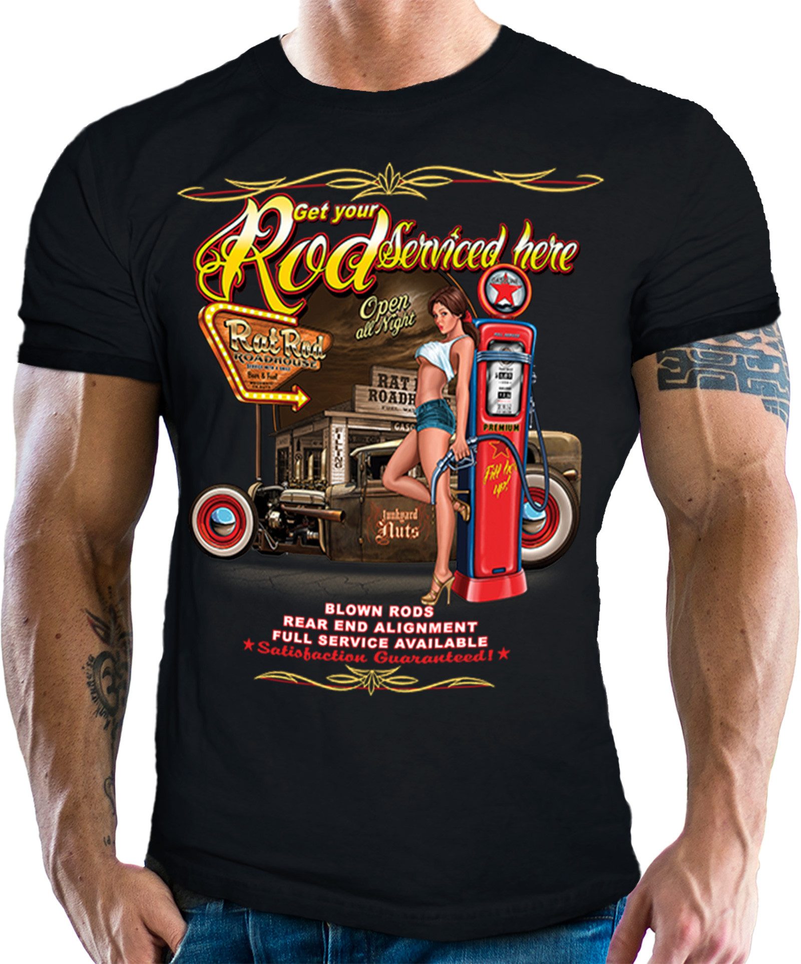 GASOLINE BANDIT® T-Shirt für Hotrod US-Car Muscle-Car Fans: Americas Highwa günstig online kaufen