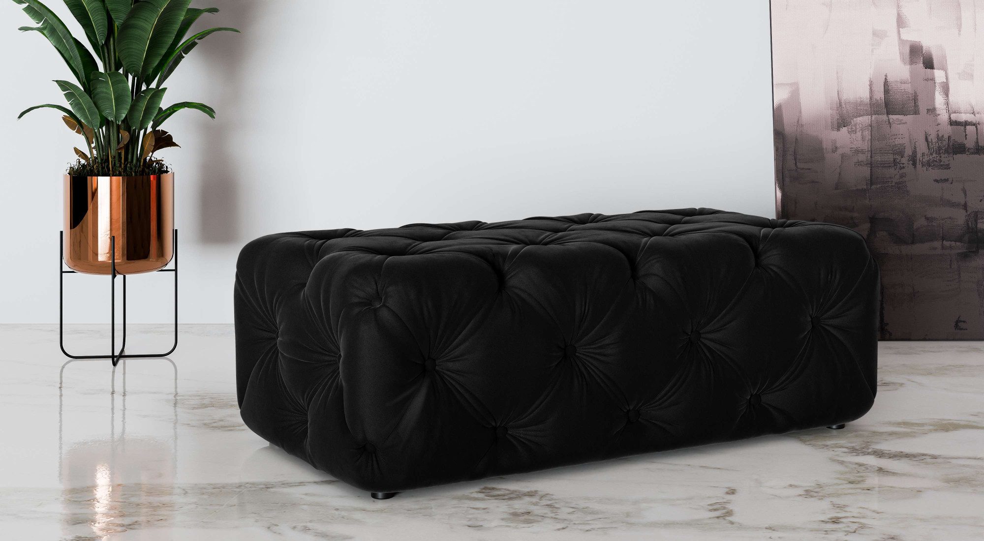 Places of Style Polsterhocker FOLLINA, Polsterhocker mit klassischer Chesterfield-Knopfheftung