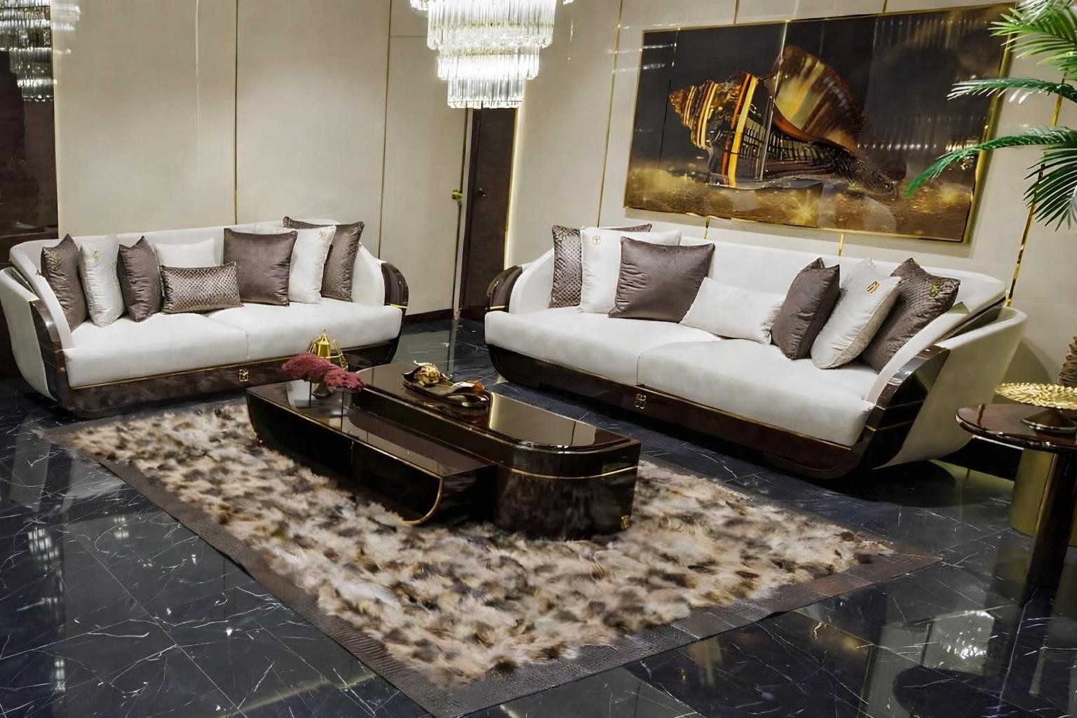 Xlmoebel Polstergarnitur Edle Designer Wohnzimmer Garnitur mit Couchtisch und Sofas, (3-tlg), Made in Europa