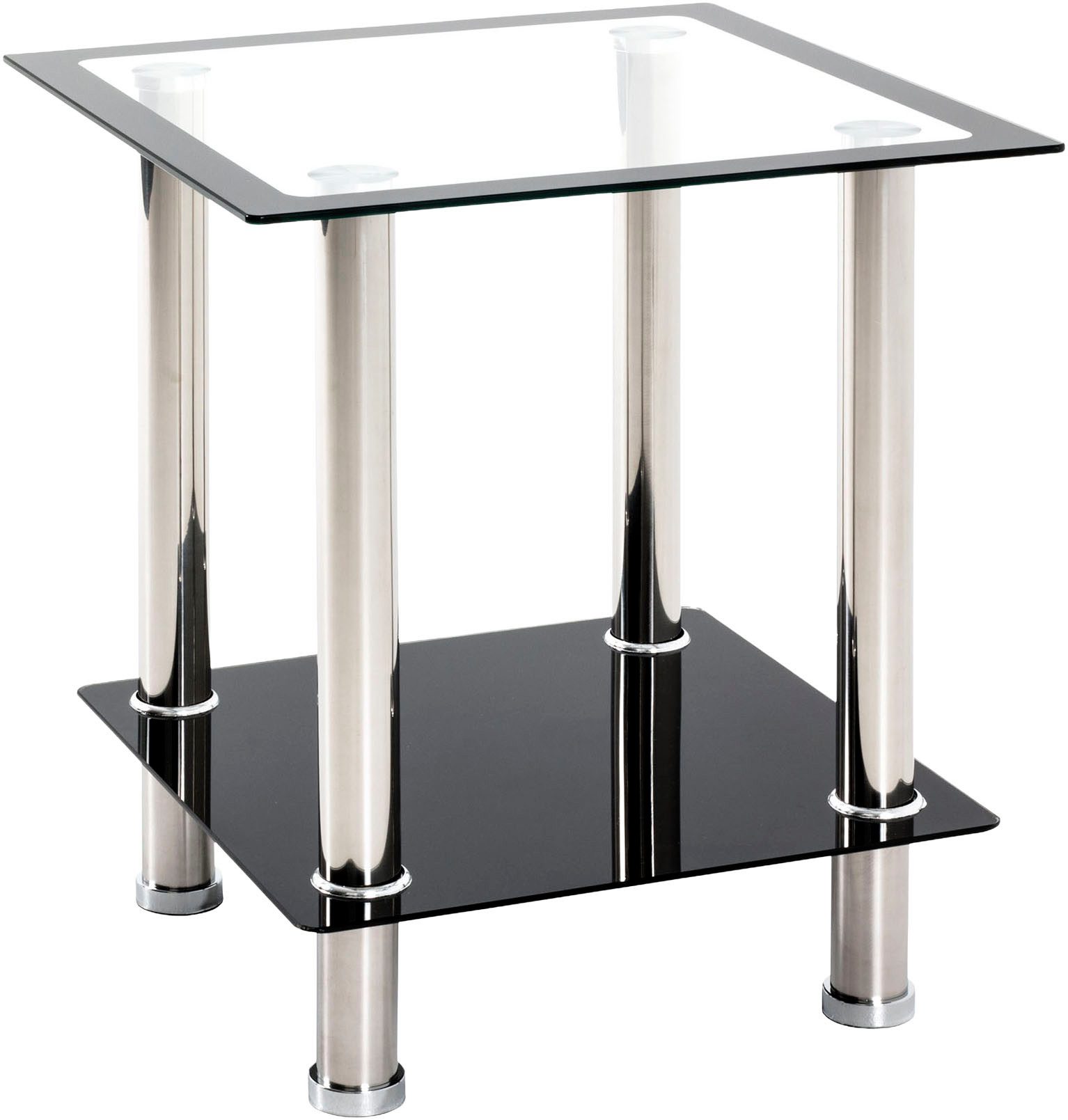 HAKU Beistelltisch Sofatisch, Wohnzimmertisch (1-St), quadratisch - aus Edelstahl Silber B/T/H 40/40/46 cm