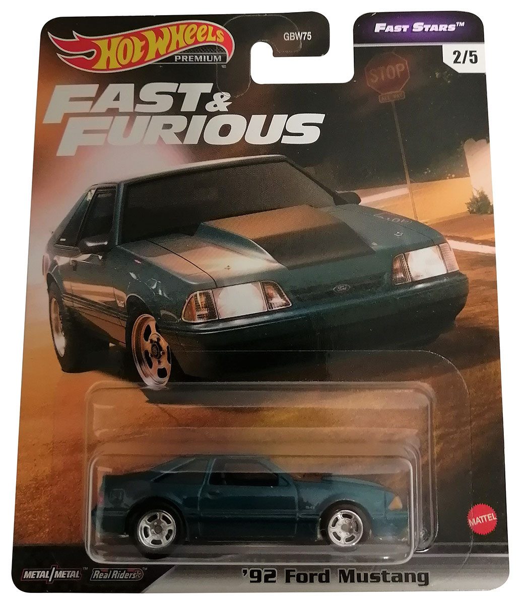 Hot Wheels Modellauto Mattel GRL72 Hot Wheels Premium 92 Ford Mustang, Maßstab 1:64, (Hot Wheel Premium)