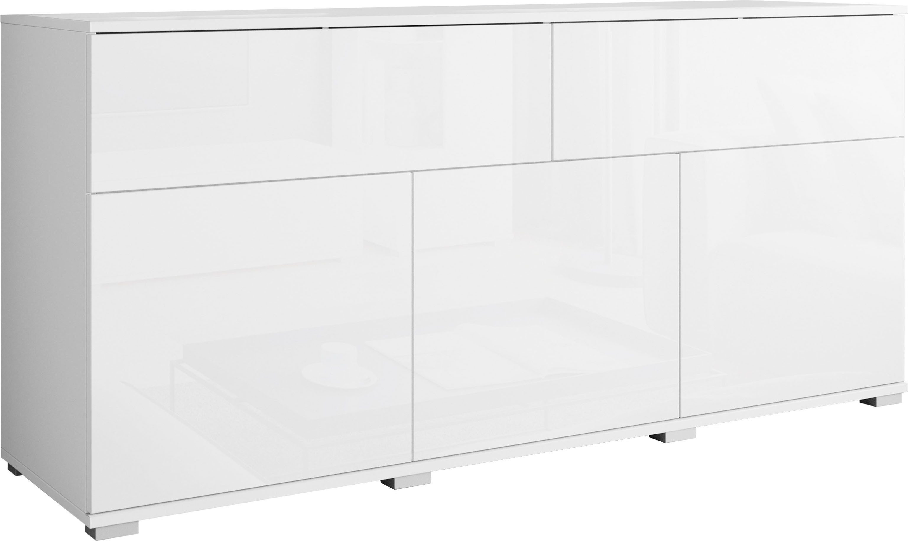 OTTO home Sideboard Kenia, Kommode mit 3 Türen und 2 Schubladen, 150 cm breit (1 St), Griffloses Design mit Push-to-Open und verstellbaren Einlegeböden