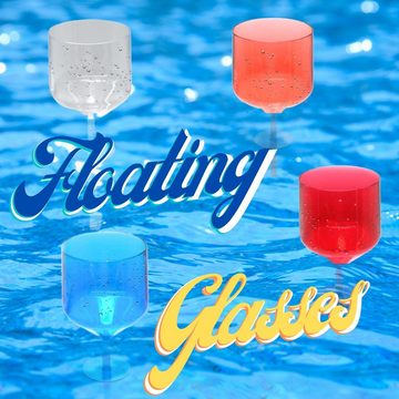 Bada Bing Gläser-Set Schwimmende bunte Kunststoff Trinkgläser für Pool, Strand und Garten, 4er Set schwimmende Gläser